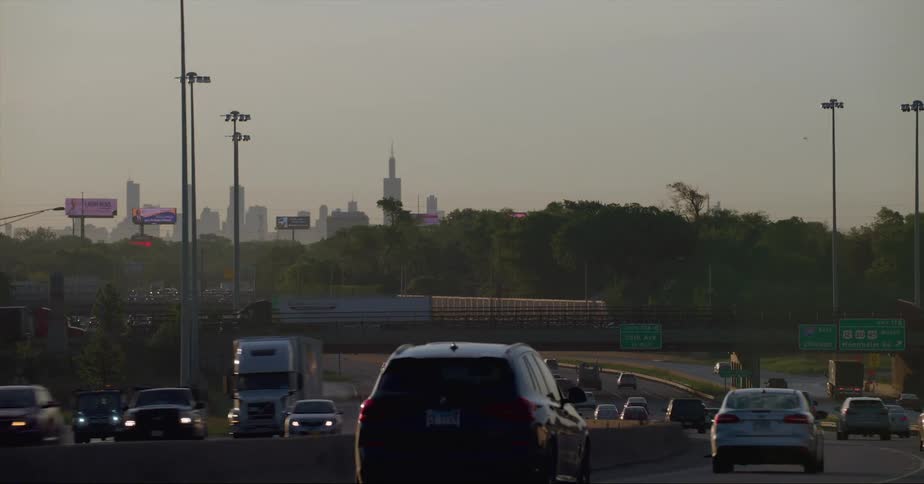 A view of cars driving on a freeway