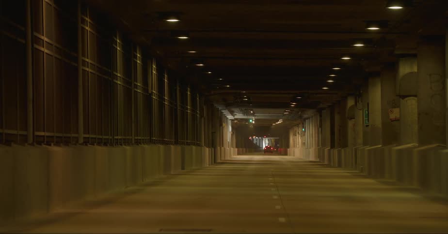 A view of a tunnel in a city