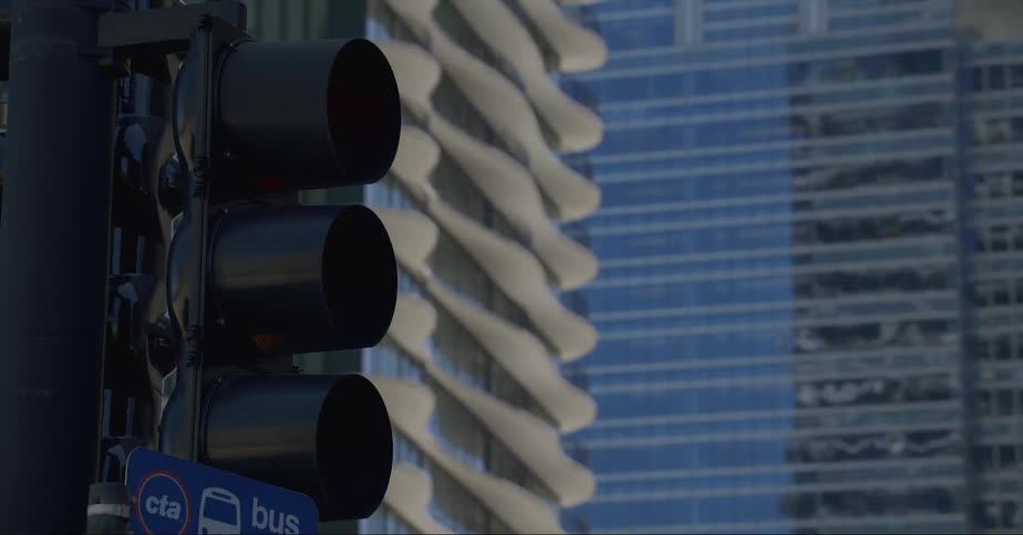 In the sky a traffic light dictates the flow of traffic
