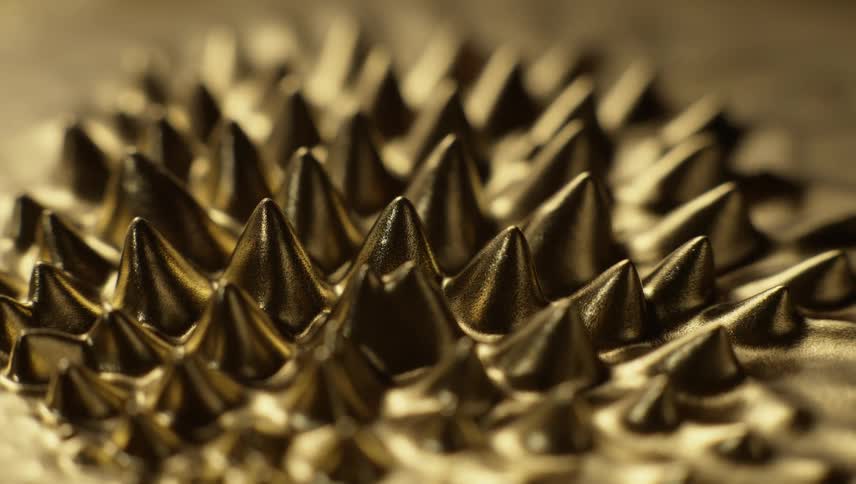 Abstract footage of silver shapes emerging