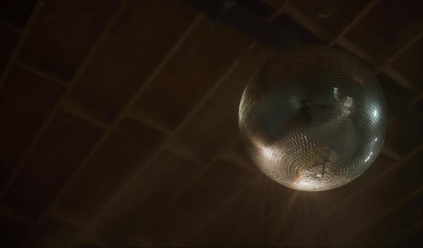 A disco ball hanging from a ceiling