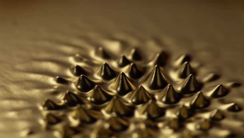 Small peaks form then disappear on surface of metallic fluid