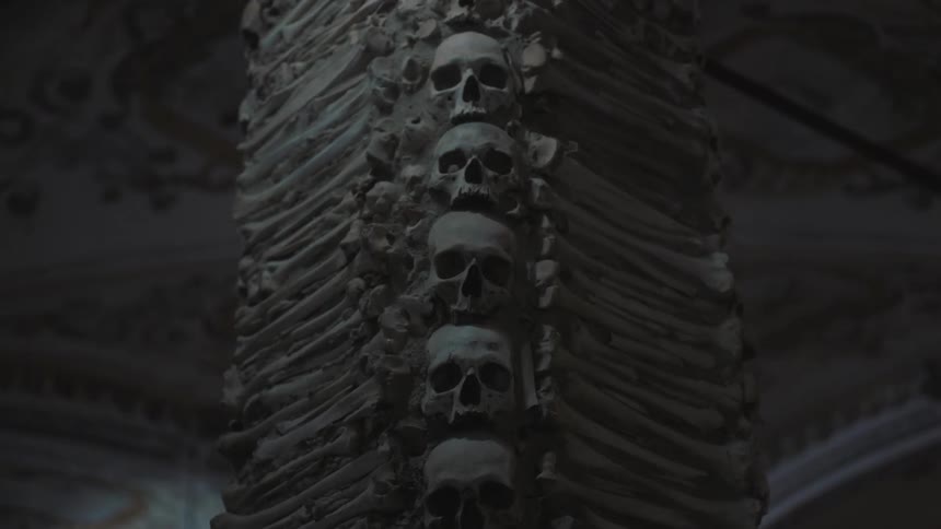 One of the columns located in the chapel of bones
