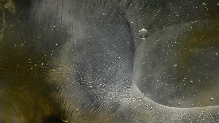 Abstract footage of bubbles in liquid as it churns