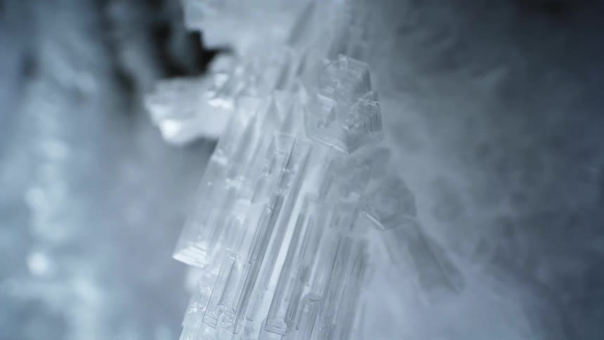 Close up of ice crystals on an icicle
