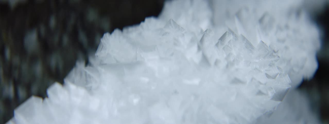 Close up of crystals on an icicle