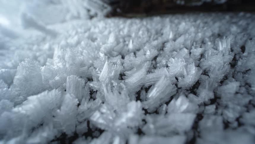 Ice and snow outside in a cave