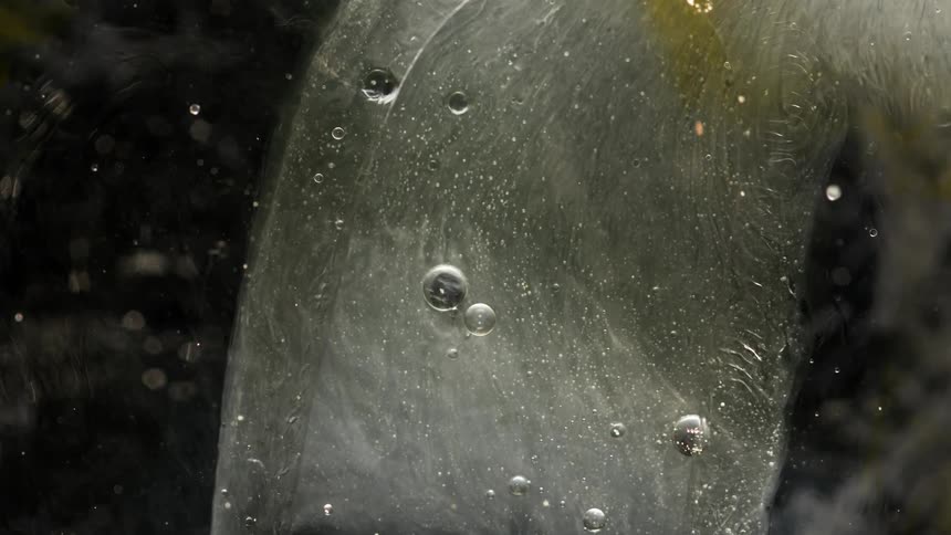 Abstract footage of bubbles in liquid