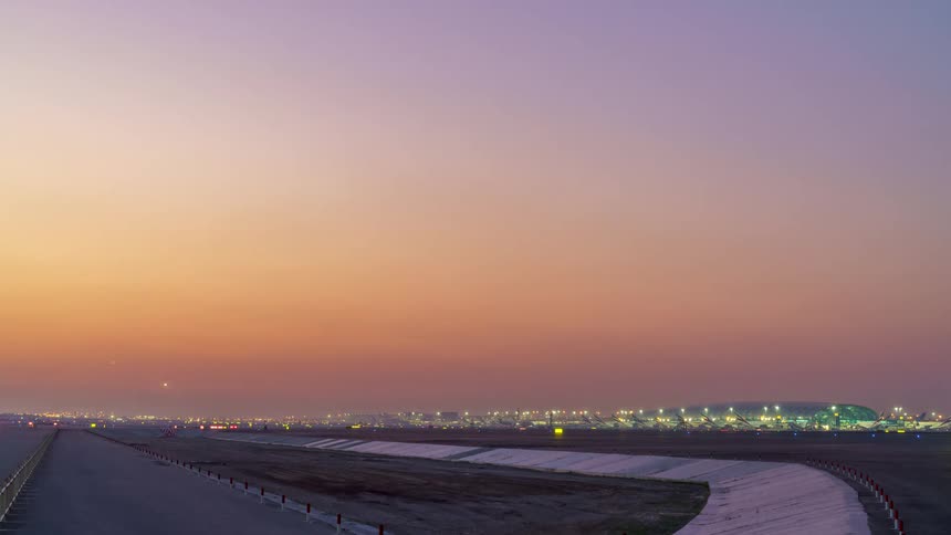 Time lapse of airplanes landing at an airport