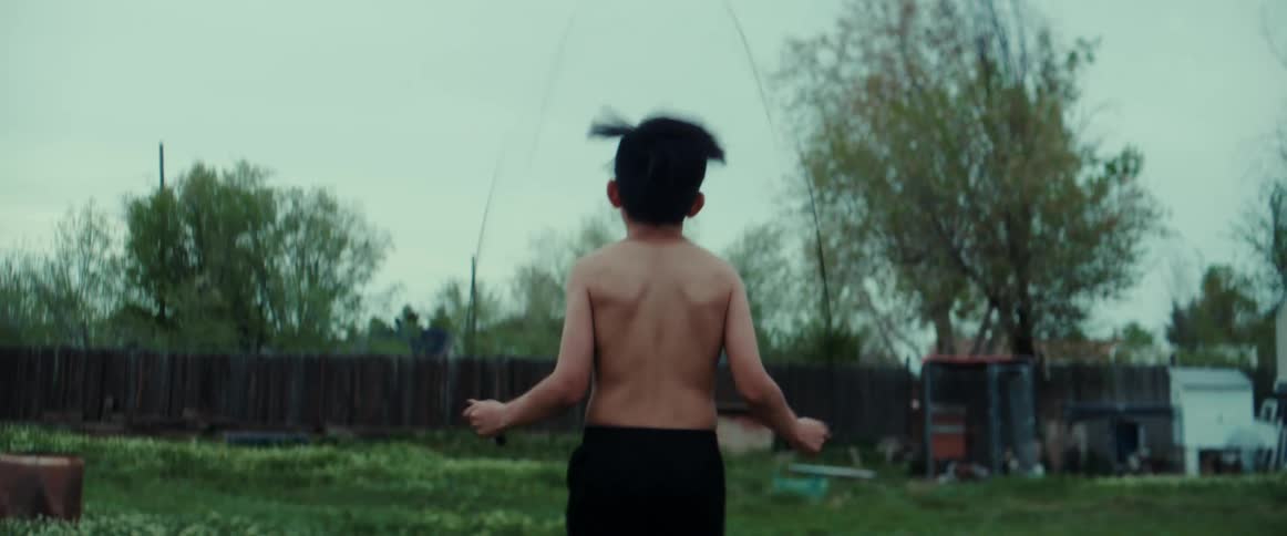 A person jumping rope outdoors