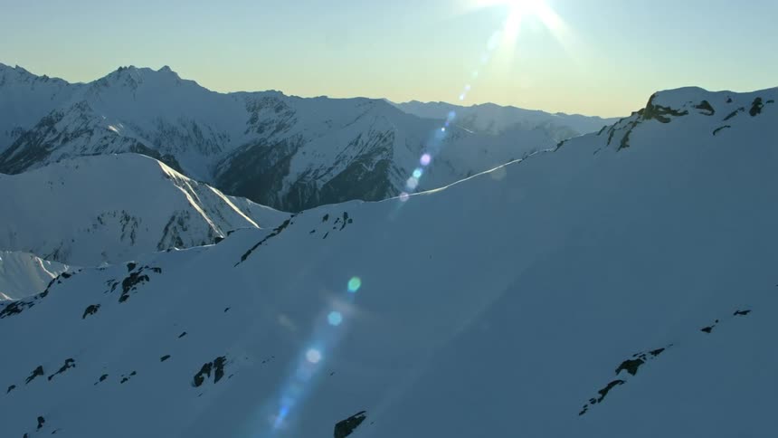 The mountains are covered in snow