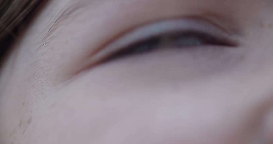 The eye blinks in the wind