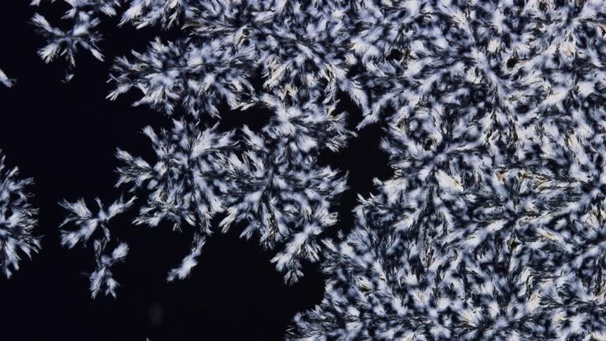 A view of crystals forming and covering the screen