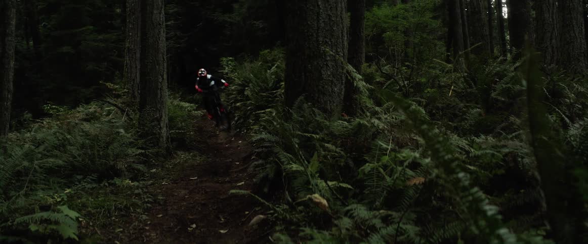 A man is riding his dirt bike down the hill