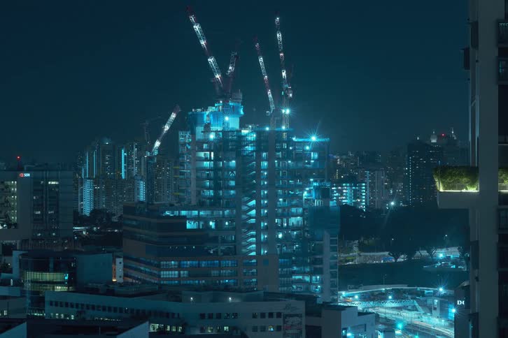 A skyscraper being built outdoors