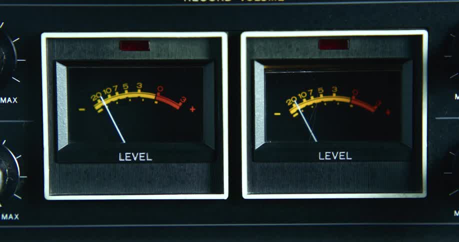 Needle on gauges move across arc near dials