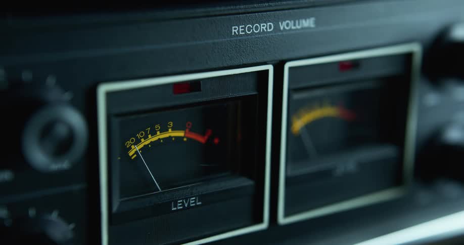 Needles indicate level of volume on a record player