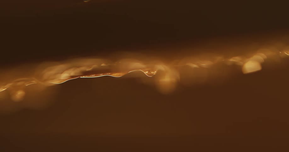 Close up of drops of thick amber honey dripping from a honeycomb