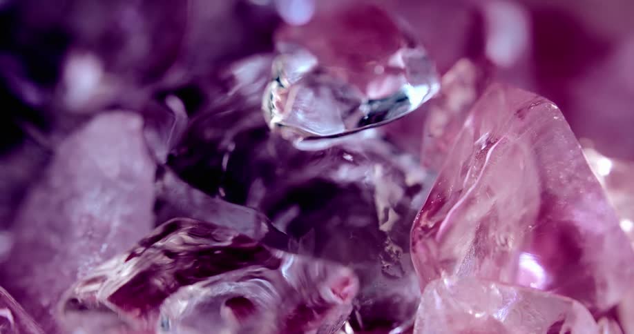 Purple tinted translucent ice sweats and melts