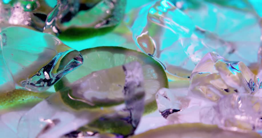 Lime lying in ice for a photo shoot