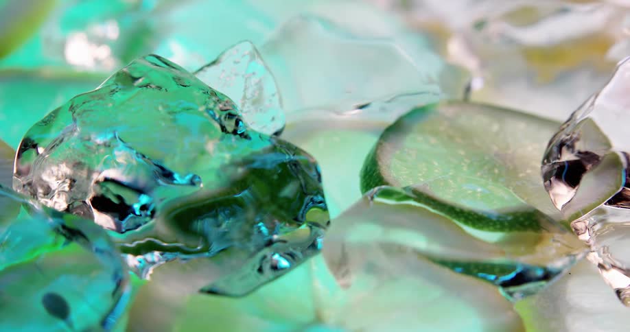 Cucumber lying in ice set up for a photo shoot