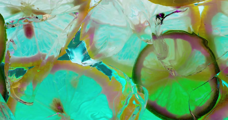 Limes frozen in ice
