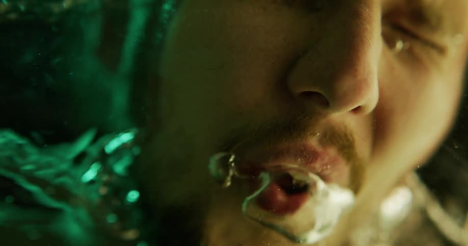 A person screaming under water