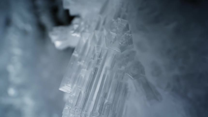 Close up of ice crystals on an icicle