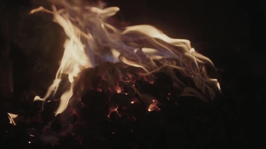 Pile of burning coal