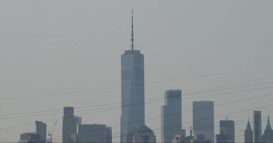 Distant view of skyscraper and high rise buildings on the horizon