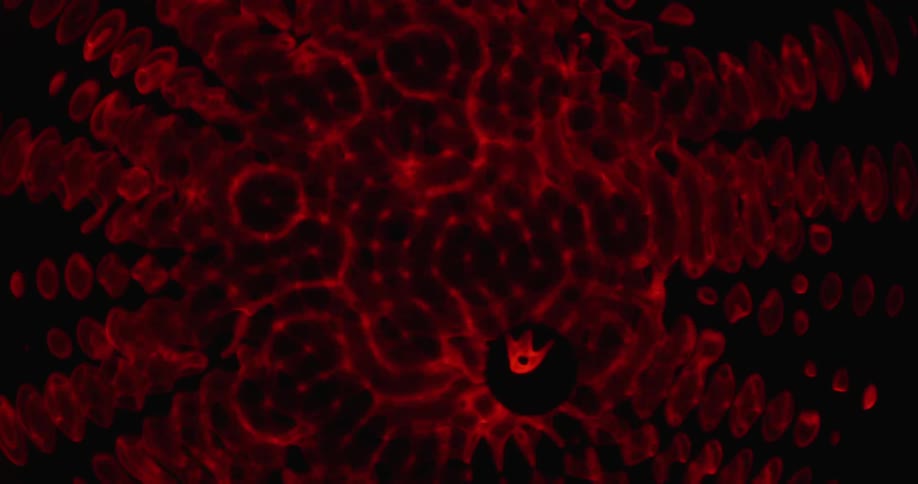 The graphic moves and spins