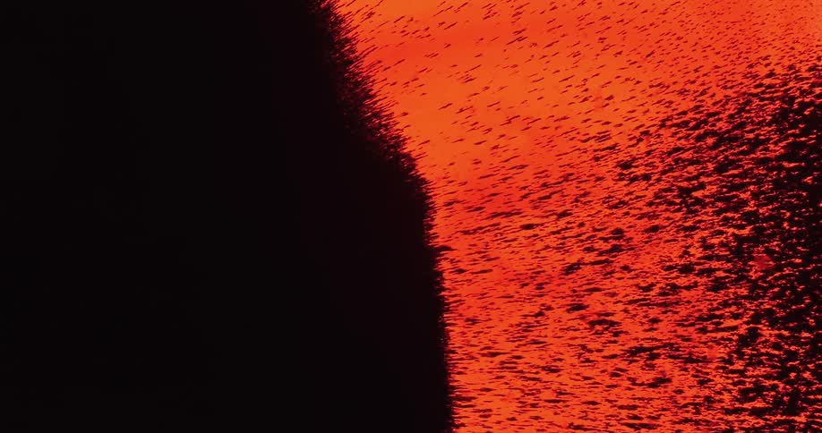 Black particles move from the red on the right to the black on the left