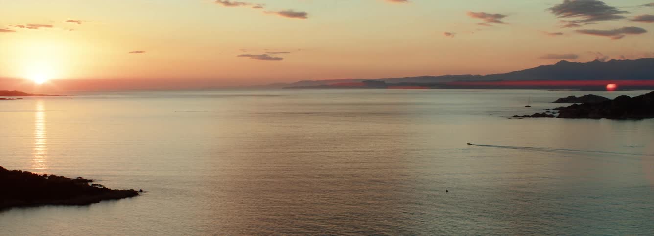 The sun setting over the Mediterranean sea
