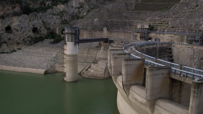 A dam as seen from above