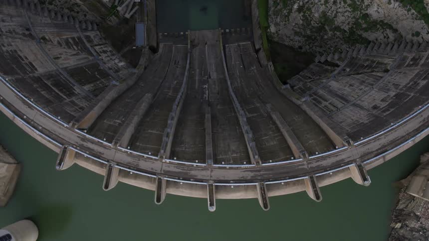 Aerial view of a dam
