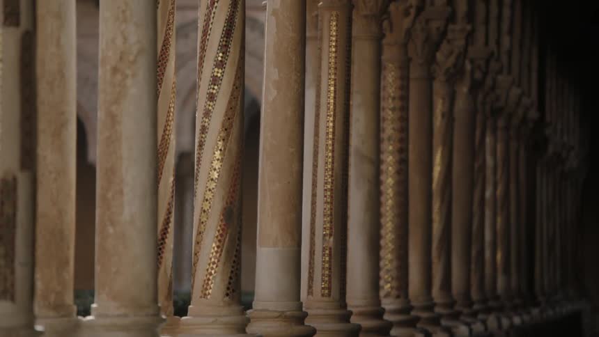 Multiple ornately carved pillars