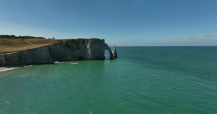 A cliff is near the shore