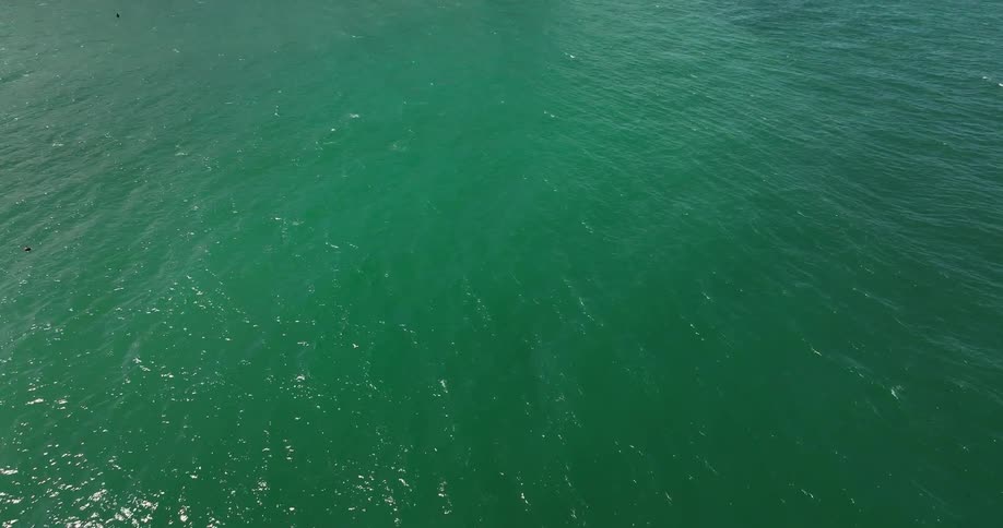 Aerial view of tall cliffs and promontories on the coast next to the green ocean waters