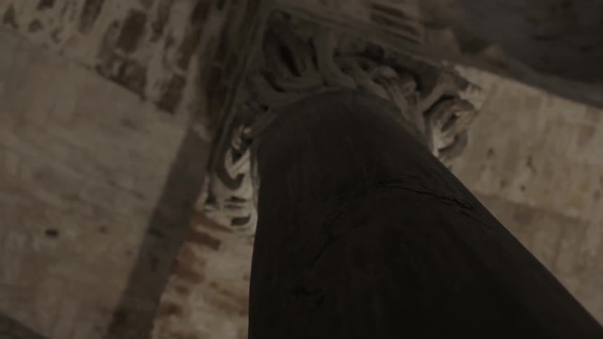 View of a decorative column holding up part of a building
