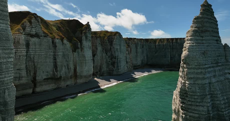 Aerial view of coastal cliff next to ocean