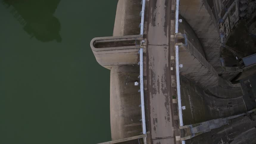 Aerial view of a very large dam