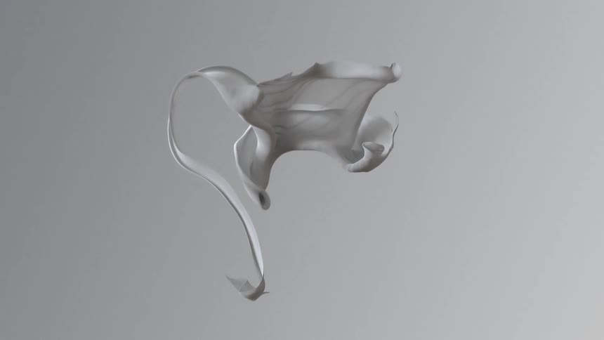 Thin gray filmy mass ripples and flows against a gray background