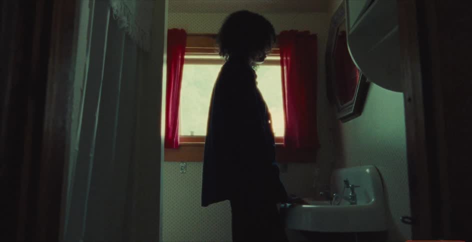 Person stands in bathroom silhouetted against the window