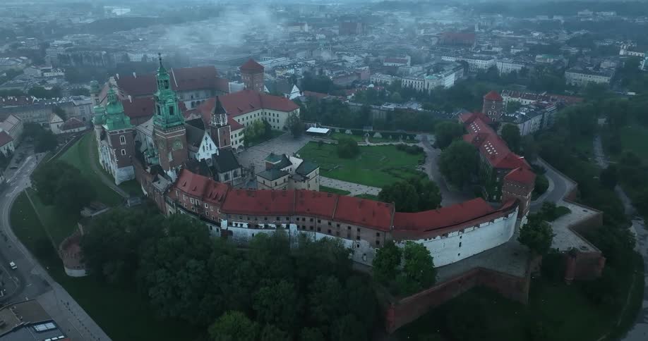 The church is on a hill in the city