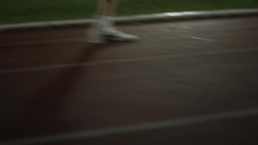 A man running around on a track