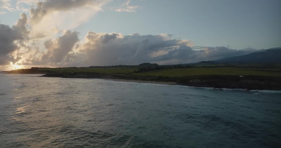An aerial view of the ocean