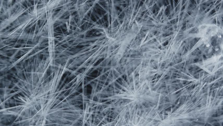 Icy crystals spread thickly against a black background