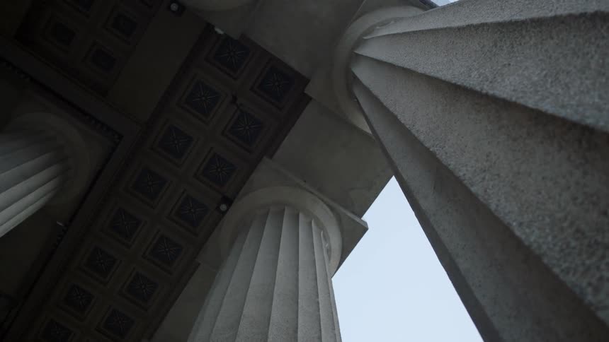 White marble columns hold up a roof