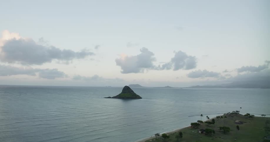 An aerial view of an island in the sea