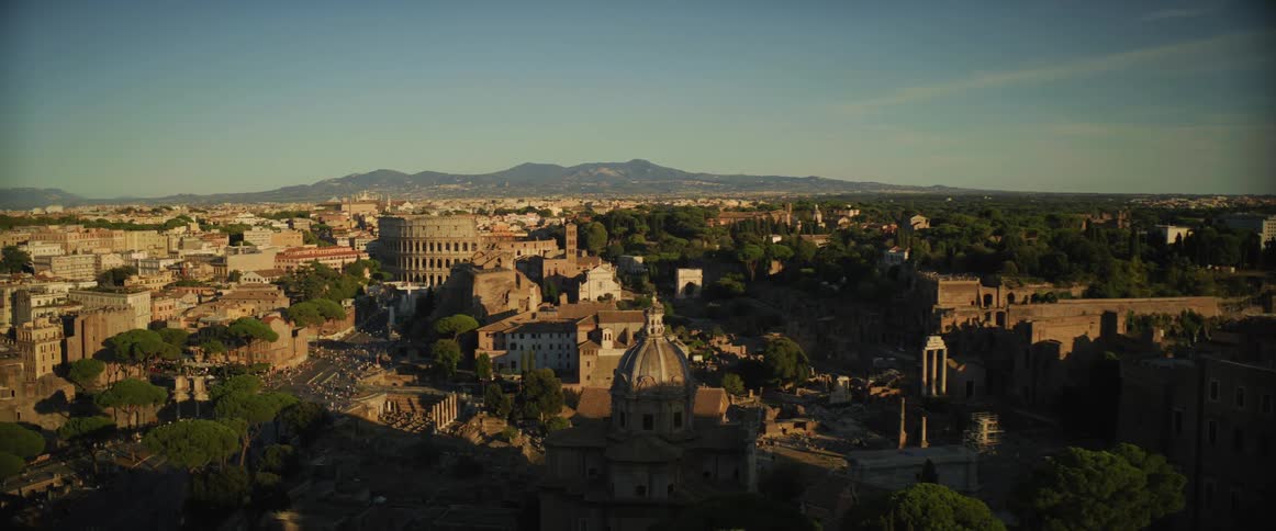Exterior view of oval amphitheatre in the centre of the city of rome